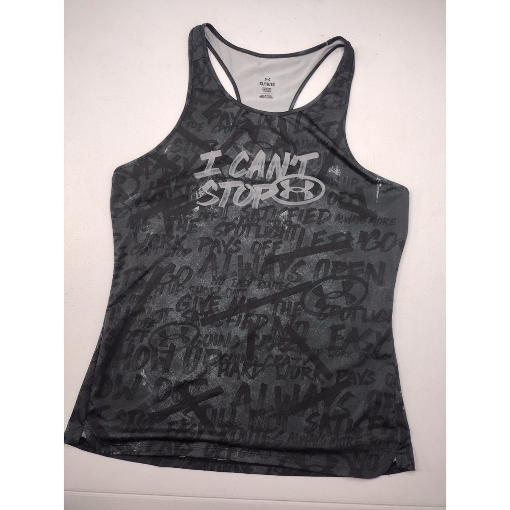 Under Armour Womens XL I Cant Stop Compression Tank Top Graffiti Graphic Black